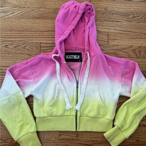 Katie J Pink and Yellow Ombre Hoodie